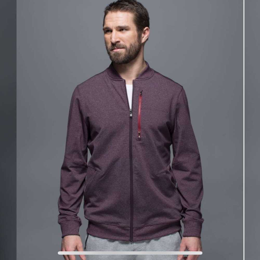 LuLuLemon Six Pack Bomber Jacket, size Large, Dark Cherry Heather
